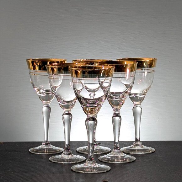 Dorothy Thorpe Golden Band DTC30 x 6 wine glasses, 22K Gold Rim Wine glasses Mid - Picture 1 of 8